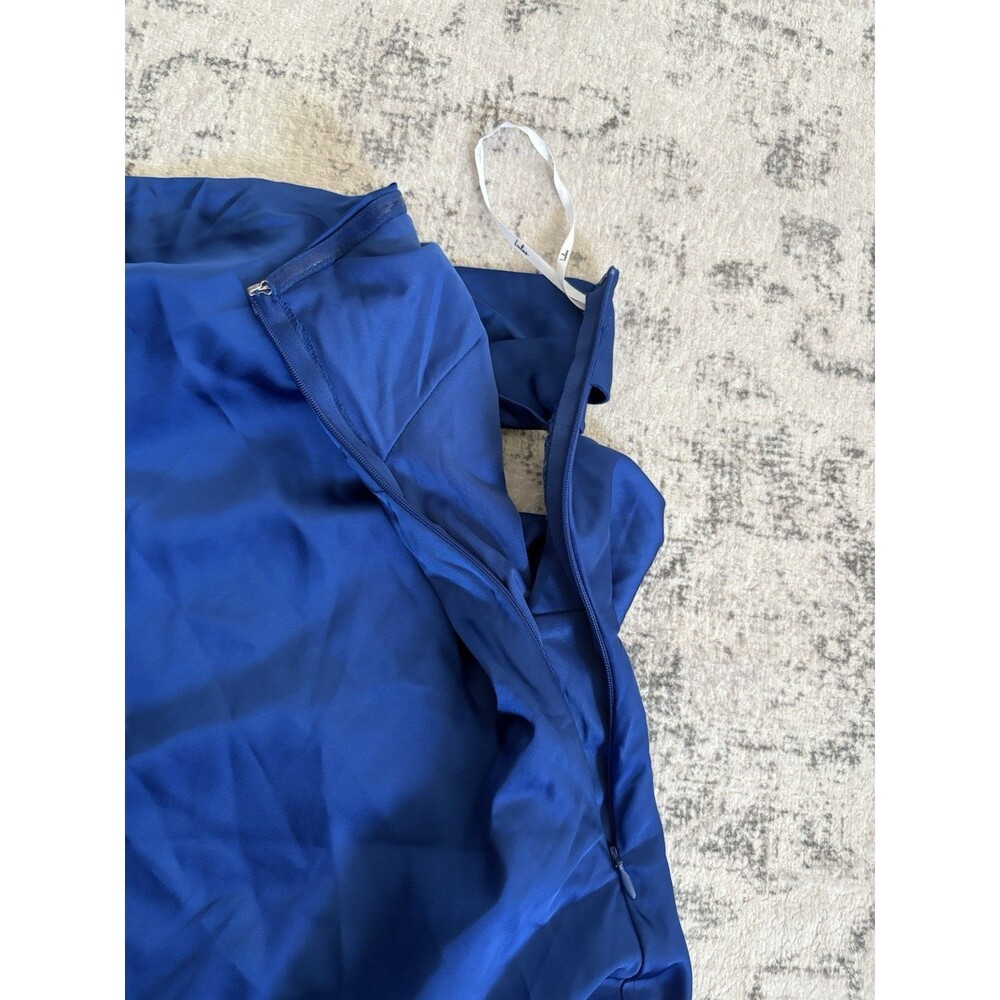 Lulus Effortless Bliss Royal Blue Satin Strapless Cowl Back Midi Dress Small NWT - Picture 7 of 8